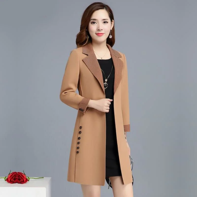 Women's Windbreaker 2020 Spring And Autumn New Fashion Female Coat Long Slim Female Trench Coat Casual Wild Women's Clothing Square Neck One-Shoulder Off-the-Shoulder