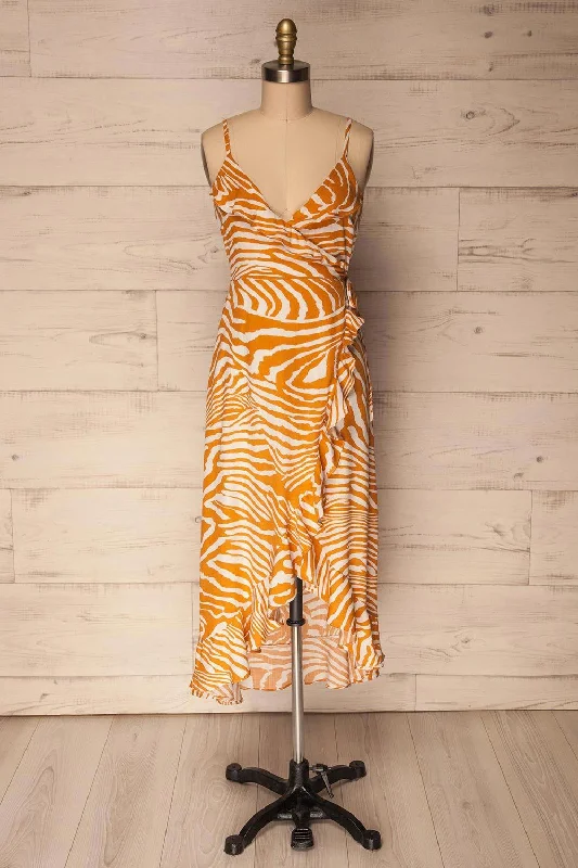 Kartuzy | Orange Zebra Pattern Dress