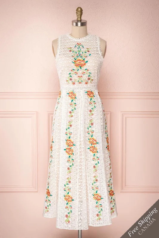 Kaneki | White Embroidered Dress