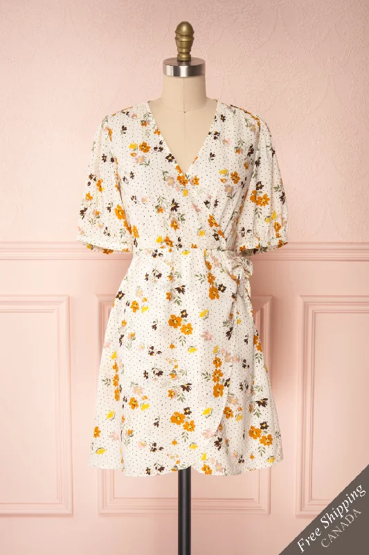 Kassy | Beige Patterned Dress