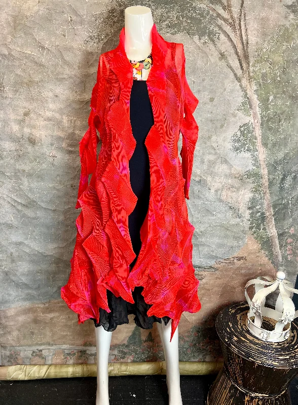 AJ0603 Long Jacqui Coat-Pink Tuscan Stole Shawl Scarf