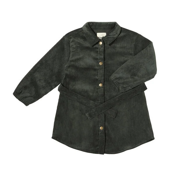 Shannon Coat Dress in Pine Tie-Waist Belted Drawstring