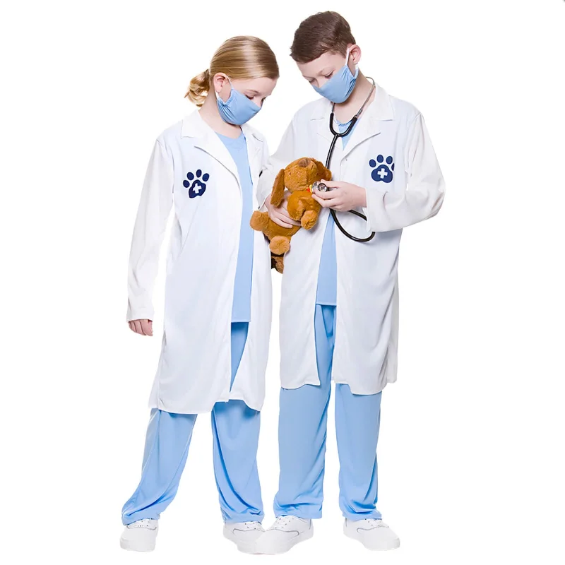 Animal Loving Vet Kids Costume White Coat Blue Scrubs Mask Bodycon Sheath Shift