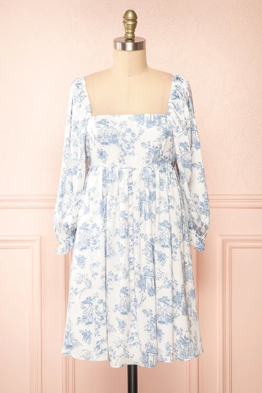 Kamek | Satin Babydoll Dress w/ Vintage Floral Pattern
