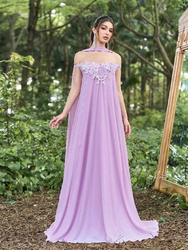 Elegant Applique Detail Choker Neck A Line Chiffon Party Dress Tunics Evening elegant Elegant Applique Detail Choker Neck A Line Chiffon Party Dress Tunics Evening elegant