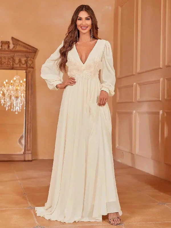 Floral Applique Backless Chiffon Party Dress Tunics Yoga stretchy
