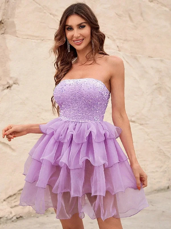 Sequin Tube A Line Party Dress Tunics Fleece cozy