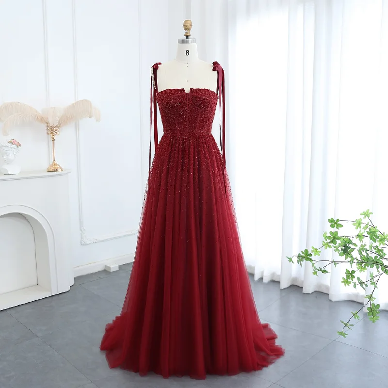 Luxury Beaded Red Evening Dresses with Straps SS263 Tunics New arrival