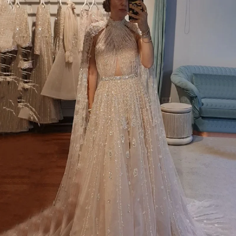 Luxury Beaded Evening Dress with Cape Sleeve SS495 Tunics Running lightweight
