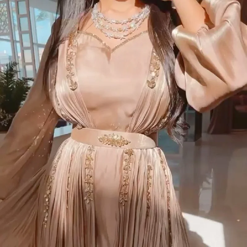 Elegant Rose Gold Long Sleeve Evening Dress SS441 Tunics Review highly