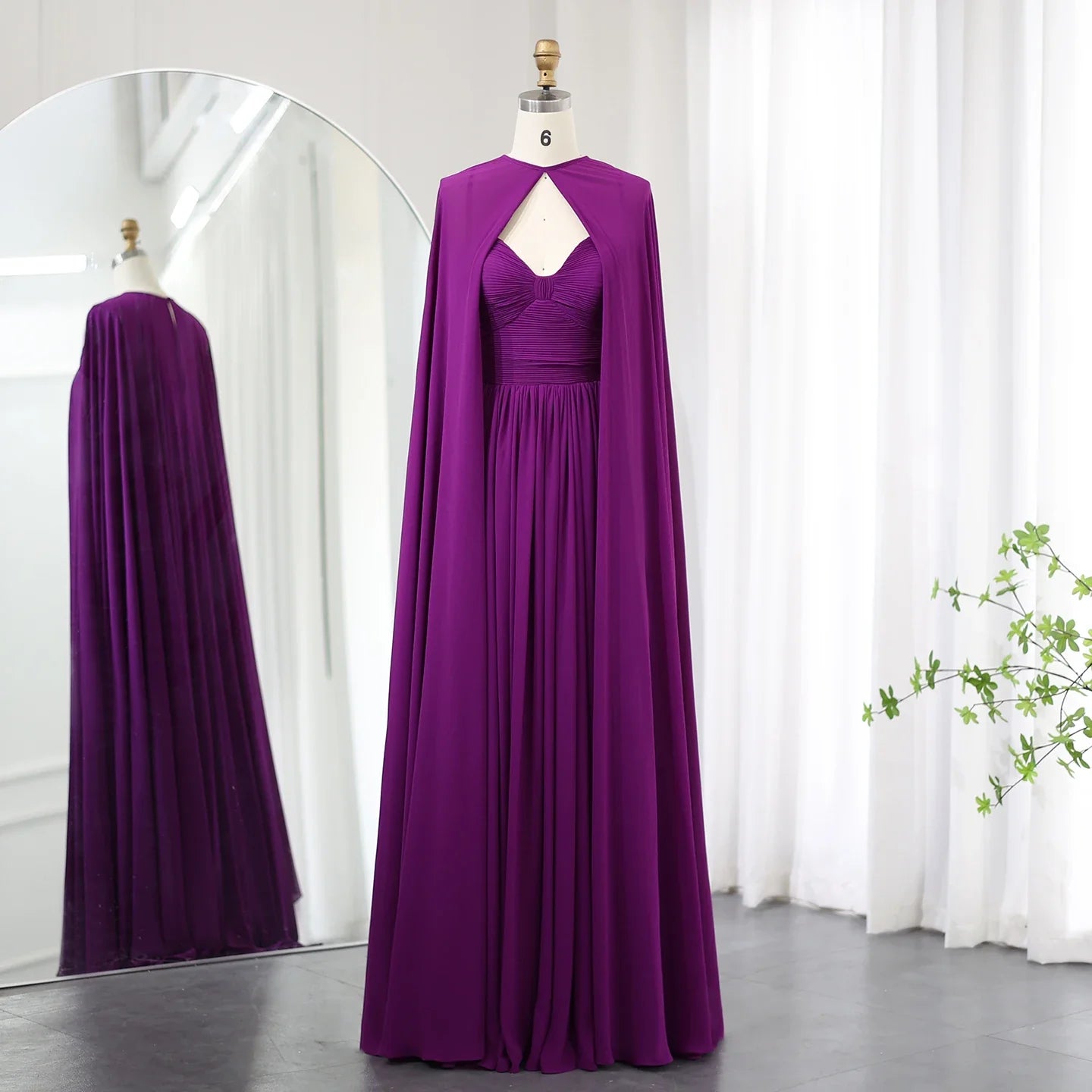 Elegant Purple Chiffon Evening Dress with Cape SF002 Tunics Floral girly