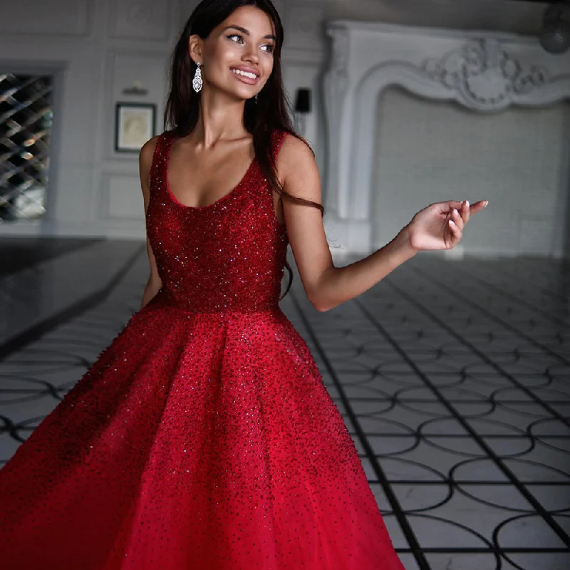Sparkly Crystal Burgundy Ball Gown Evening Dress SS208 Tunics Bestseller popular