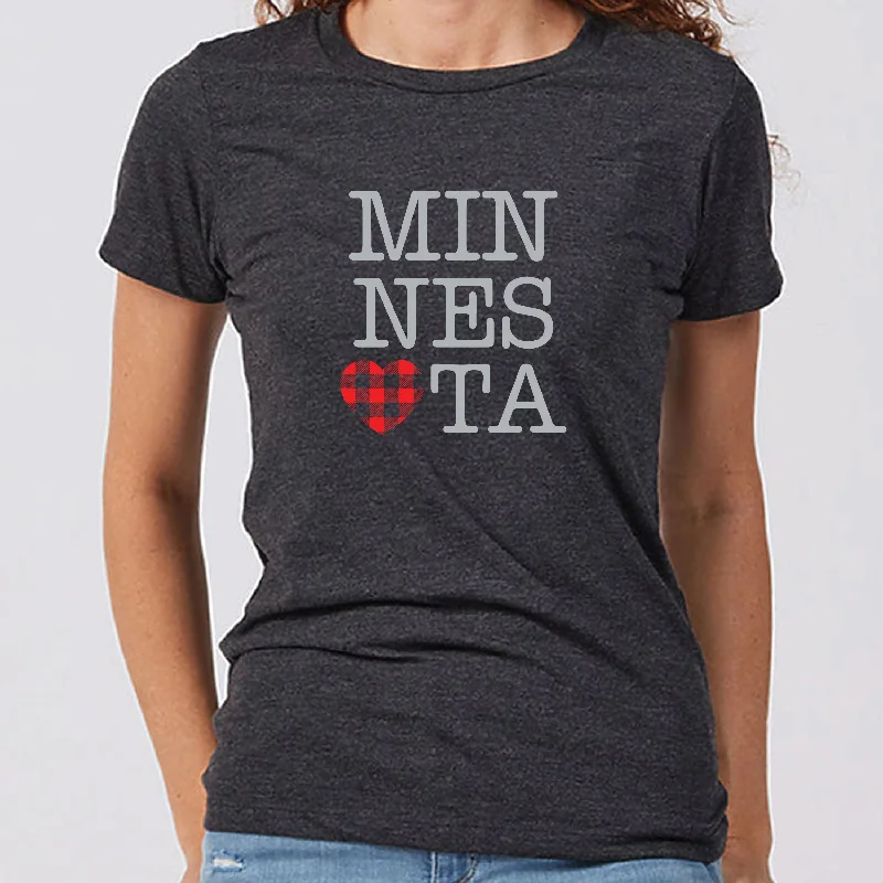 Buffalo Plaid Heart Minnesota Women's Slim Fit T-Shirt Solid Color Striped Floral Solid Color Striped Floral Buffalo Plaid Heart Minnesota Women's Slim Fit T-Shirt Solid Color Striped Floral Solid Color Striped Floral