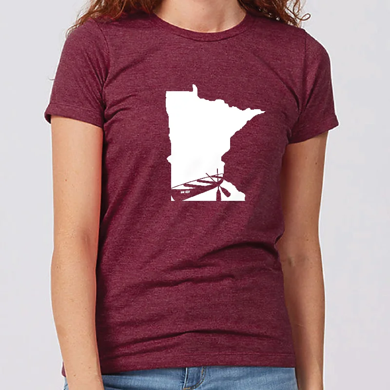 Canoe Minnesota Women's Slim Fit T-Shirt Ribbed Striped Patterned Ribbed Striped Patterned