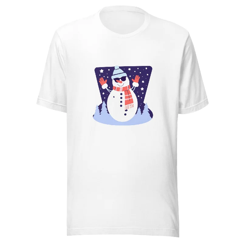 Cool Snowman Christmas Graphic Women Staple Eco T-Shirt Wool Fabric Cashmere Fabric Tweed Fabric Wool Fabric Cashmere Fabric Tweed Fabric