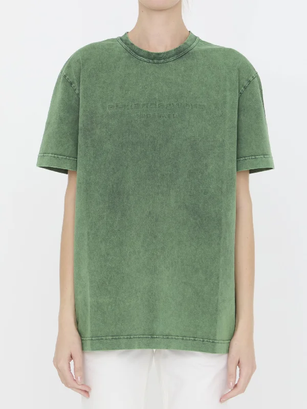 Embossed Logo T-shirt Collared T-Shirt Boat Neck A-Line Collared T-Shirt Boat Neck A-Line