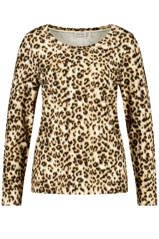 Gerry Weber 470215-35016 T-Shirt Sesame Camel Schwarz Leo Print Knit Fabric Woven Fabric Fleece Fabric Knit Fabric Woven Fabric Fleece Fabric