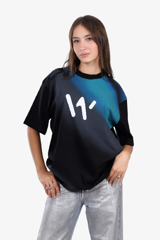 Gradient Black & Green Self Patterened T-Shirt Nylon Fabric Polyester Fabric Spandex Fabric Nylon Fabric Polyester Fabric Spandex Fabric