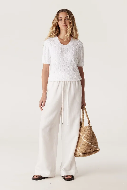 Heritage Cotton Cable Tee - White Chenille Brocade Lace Chenille Brocade Lace
