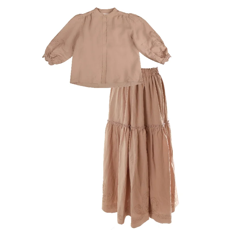 HEV Mauve Ric Rac Shirt Set Zippered Buttoned Snapped Zippered Buttoned Snapped