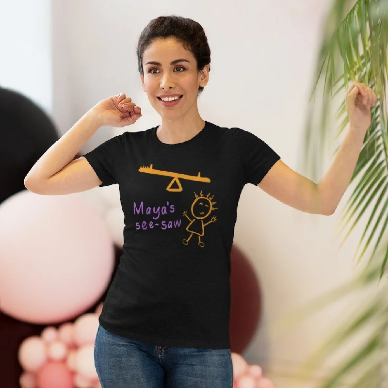 Maya's See-Saw - Women's Triblend Tee Cotton Fabric Linen Fabric Terry Fabric Cotton Fabric Linen Fabric Terry Fabric
