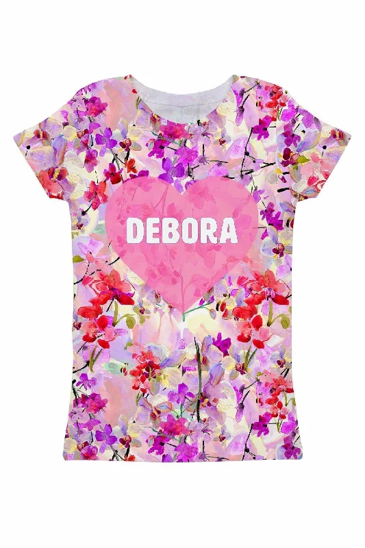 Orchid Caprice Customized NAME Zoe Pink T-Shirt - Women Cotton Fabric Linen Fabric Terry Fabric Cotton Fabric Linen Fabric Terry Fabric
