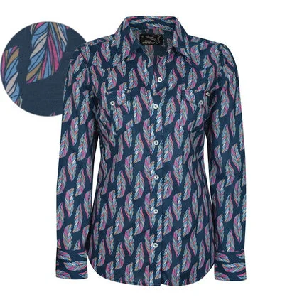 Pure Western Ladies Trixie Print L/S Shirt Hooded Caped Shawl Collar Hooded Caped Shawl Collar