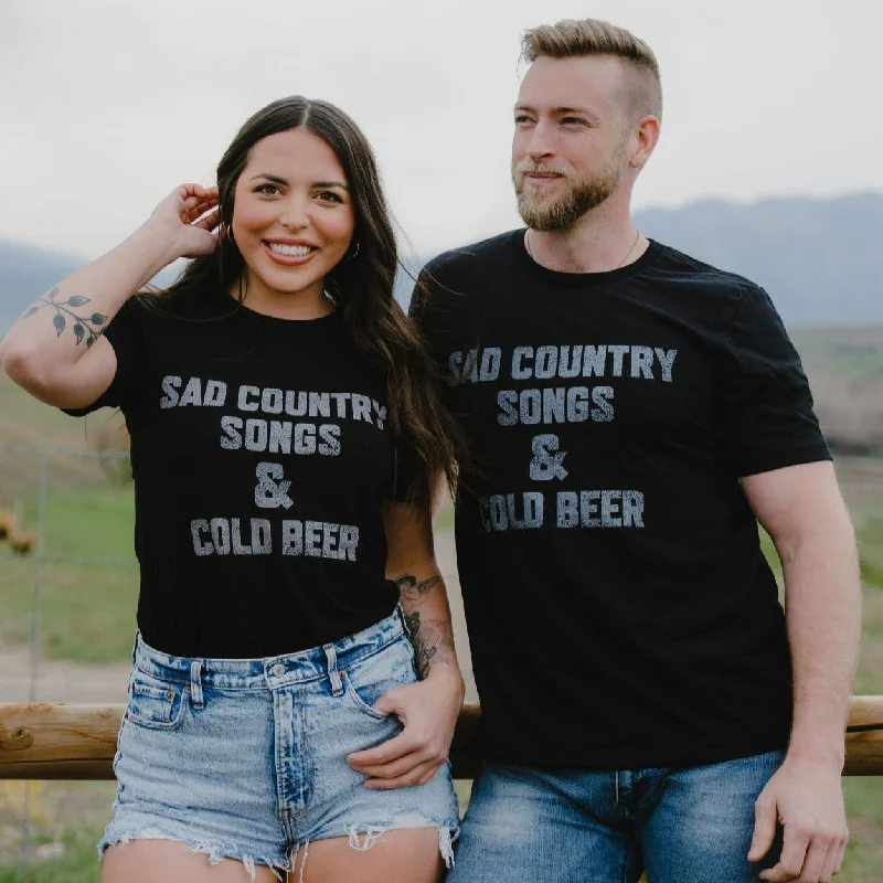Sad Country Songs & Cold Beer T-Shirt Zippered Front Buttoned Front Snap Front Zippered Front Buttoned Front Snap Front