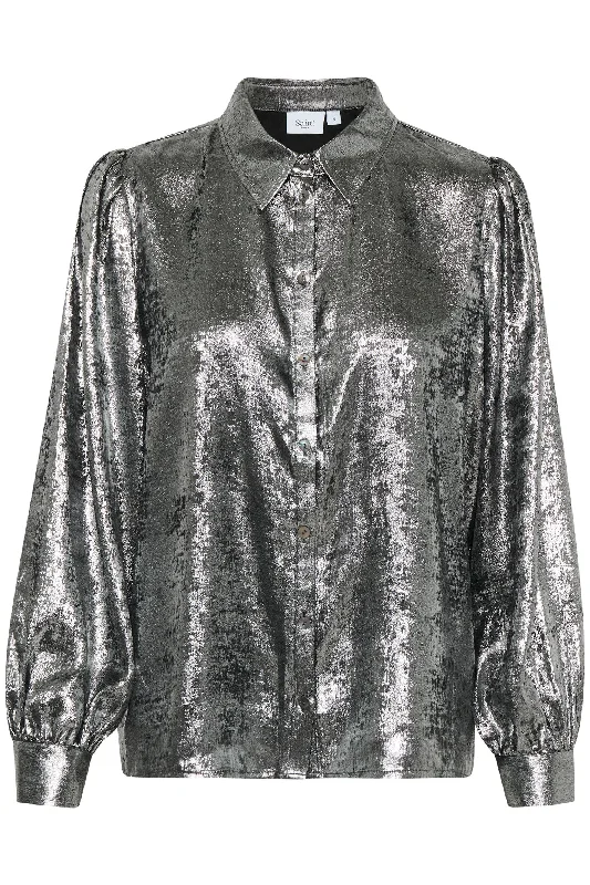 Saint Tropez 30513678 HamiSZ Shirt Silver Chenille Blend Fleece Blend Nylon Blend Chenille Blend Fleece Blend Nylon Blend