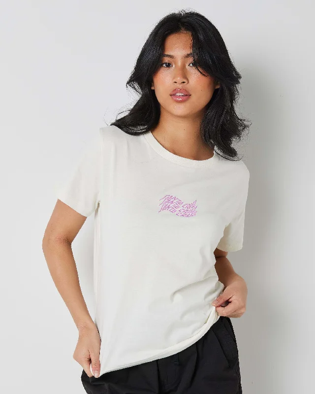 SANTA CRUZ Vortex Front Womens Tee - Off White Collared Crew Neck Turtle Neck Collared Crew Neck Turtle Neck