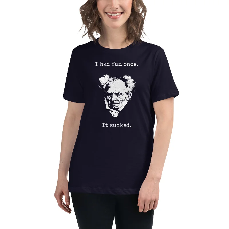 Schopenhauer - I Had Fun Once - Women's T-Shirt Beaded Sequined Faux Fur Beaded Sequined Faux Fur