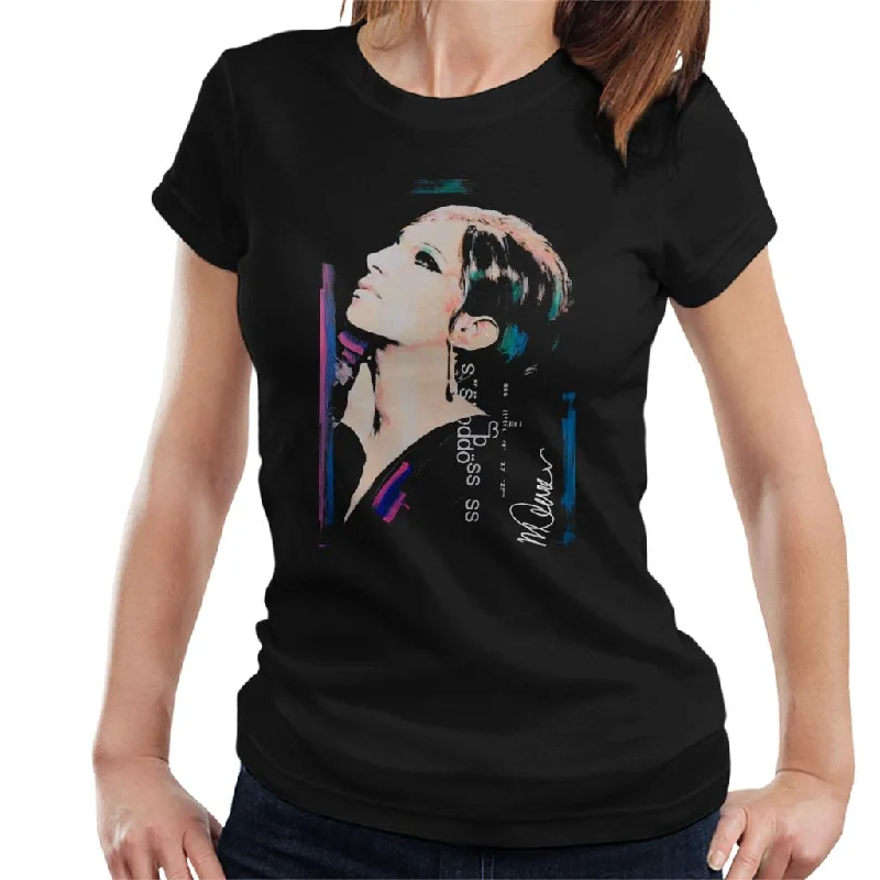 Sidney Maurer Original Portrait Of Actress Barbra Streisand Women's T-Shirt Spandex Blend Rayon Blend Denim Blend Spandex Blend Rayon Blend Denim Blend