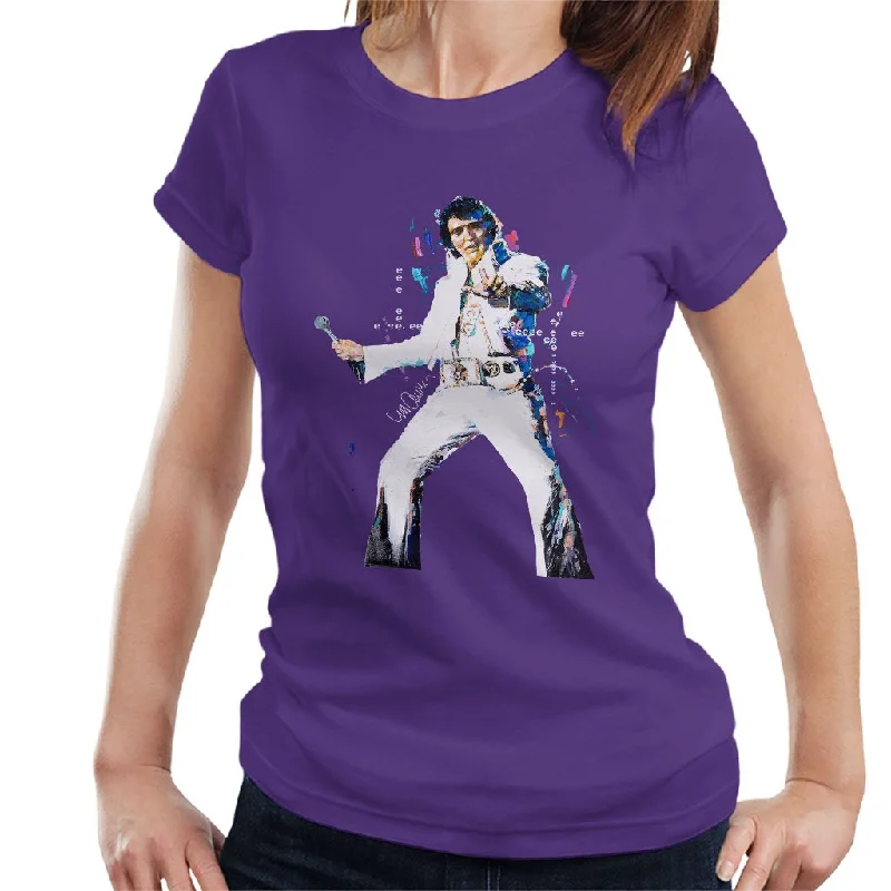 Sidney Maurer Original Portrait Of Elvis Presley Women's T-Shirt Cashmere Blend Cotton Blend Poly Blend Cashmere Blend Cotton Blend Poly Blend