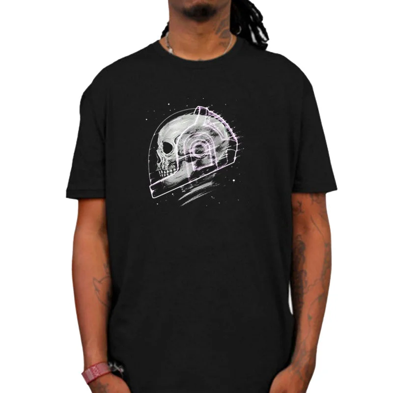 Space man skull print Men and Women graphic tees / Short sleeve Loose rock t shirts / Grunge clothing Sequined Glittery Shiny Sequined Glittery Shiny