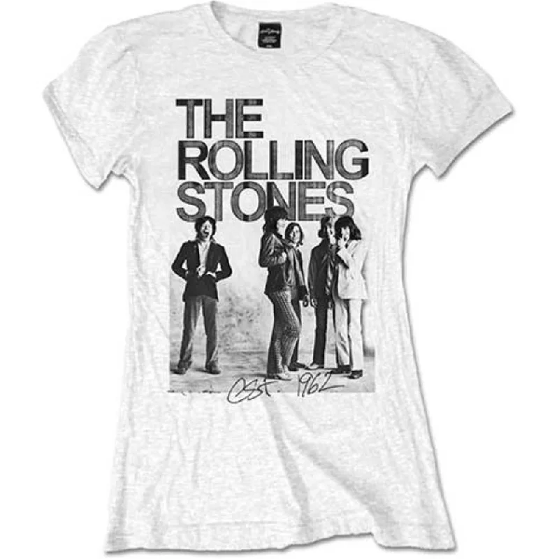 The Rolling Stones Est. 1962 Group Photo Ladies T-Shirt Hooded Caped Shawl Collar Hooded Caped Shawl Collar