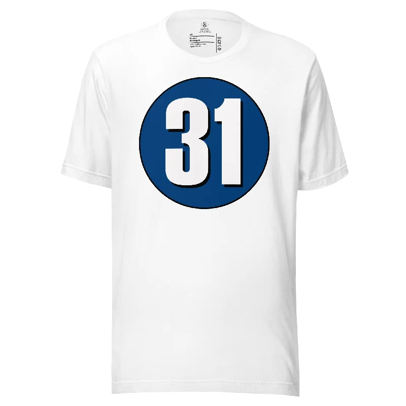 Unisex t-shirt: White on Navy Blue 31 Notch Collar Peter Pan Collar Cowl Neck Notch Collar Peter Pan Collar Cowl Neck