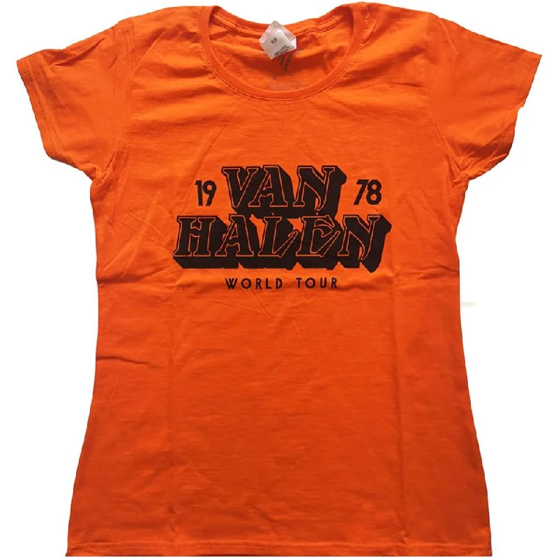 Van Halen World Tour '78 Ladies T-Shirt Striped Floral Plaid Striped Floral Plaid