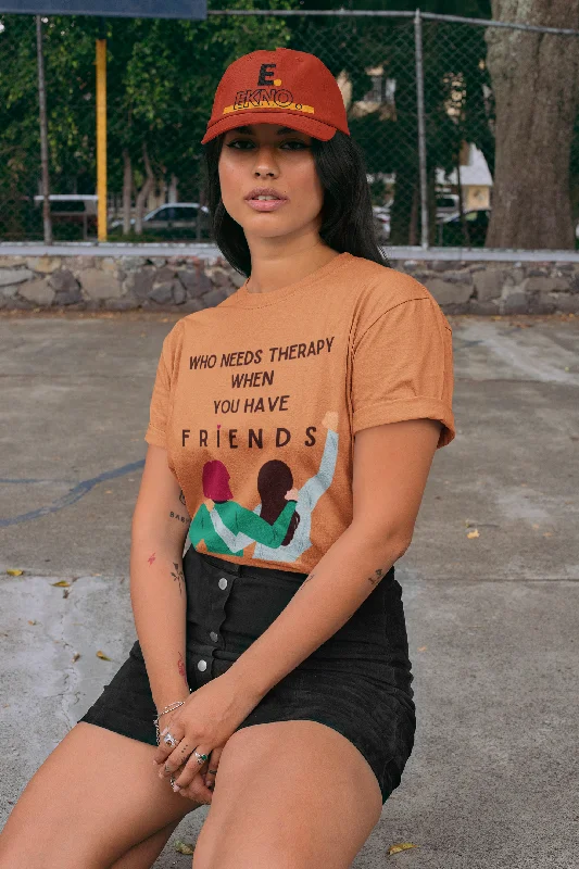 Women Round Neck Mustard T Shirt Friends Are Therapy Graphic Embroidered Appliqued Graphic Embroidered Appliqued Women Round Neck Mustard T Shirt Friends Are Therapy Graphic Embroidered Appliqued Graphic Embroidered Appliqued